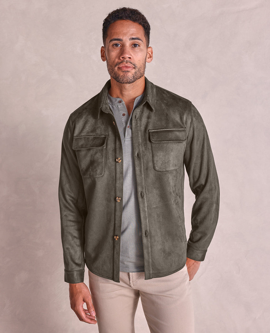 The Drummond - Microsuede Chore Jacket - Olive